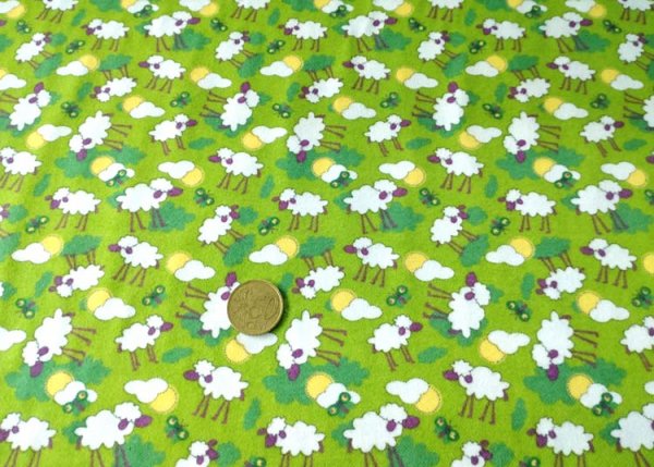 Lovely sheep flannel green fabric with fshepp